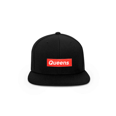 Queens Red Box Logo Snapback Hat - THE LABEL LTD