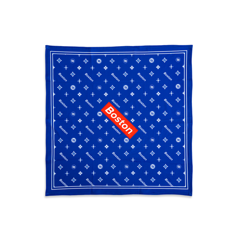 Boston Red Box Logo Stretch Blue Bandana - THE LABEL LTD