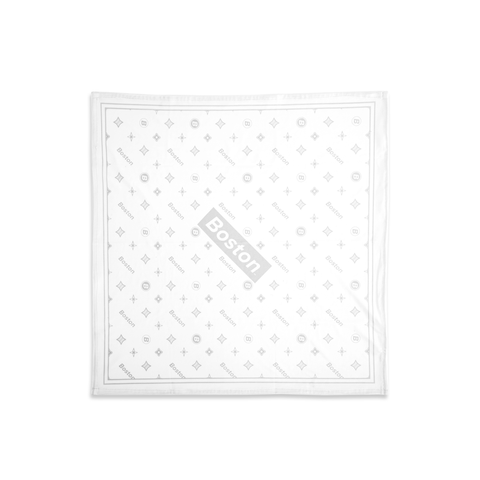 Boston Gray Box Logo Stretch White Bandana - THE LABEL LTD