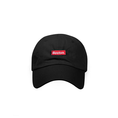 Black Boston Red Box Dad Hat - THE LABEL LTD
