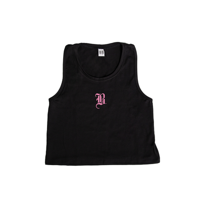 Ladies OG B Crop Tank Black - THE LABEL LTD
