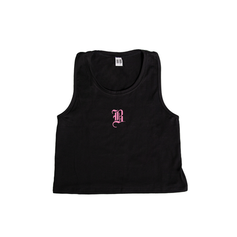 Ladies OG B Crop Tank Black - THE LABEL LTD