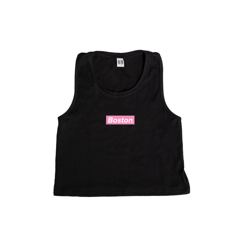 Ladies Boston Crop Tank Black - THE LABEL LTD