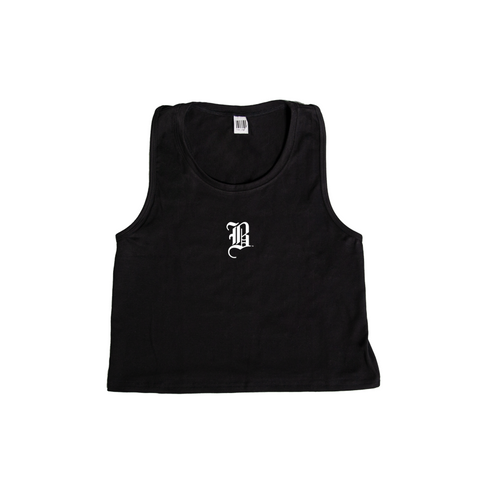 Ladies OG B Crop Tank Black - THE LABEL LTD