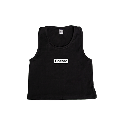 Ladies Boston Crop Tank Black - THE LABEL LTD
