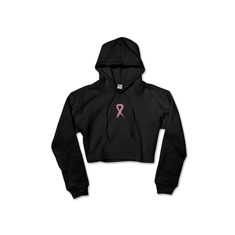 Ladies Black Boston Crop Hoodie Pink - THE LABEL LTD