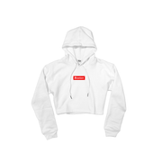 Ladies White Boston Crop Hoodie - THE LABEL LTD