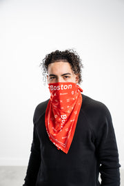 Red Boston Box Logo Stretch Bandana - THE LABEL LTD