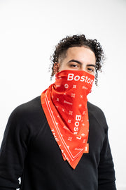 Red Boston Box Logo Stretch Bandana - THE LABEL LTD