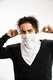 Boston Gray Box Logo Stretch White Bandana - THE LABEL LTD