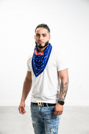 Boston Red Box Logo Stretch Blue Bandana - THE LABEL LTD