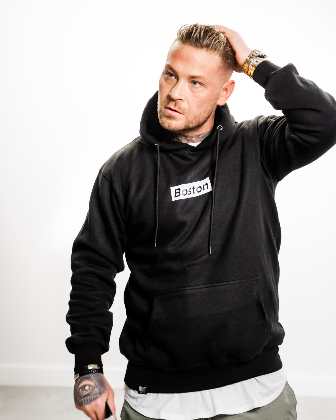 Boston Box SIDE ZIP® Black Hoodie | THE LABEL LTD Boston Box SIDE ZIP® Black Hoodie | THE LABEL LTD
