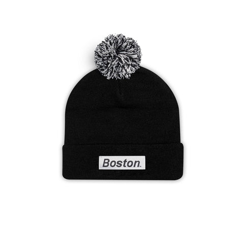 THE BOSTON POM BEANIE BLACK - THE LABEL LTD