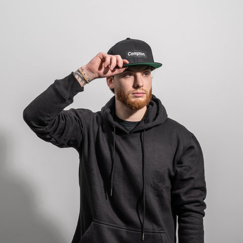 Compton Black Box Logo Snapback Hat - THE LABEL LTD