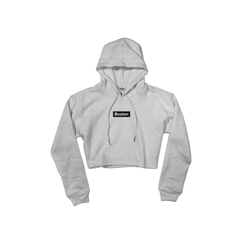 Ladies Gray Boston Crop Hoodie - THE LABEL LTD