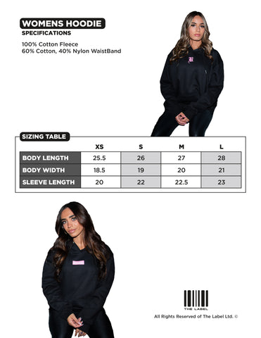 Ladies Black Hoodie Pink Boston Box - THE LABEL LTD