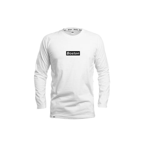 Boston Box Logo White Long Sleeve - THE LABEL LTD