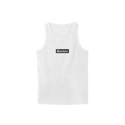 Boston Box Logo White Tank - THE LABEL LTD