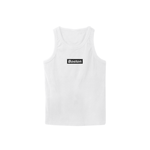 Boston Box Logo White Tank - THE LABEL LTD