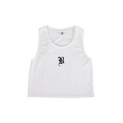 Ladies OG B Crop Tank White - THE LABEL LTD