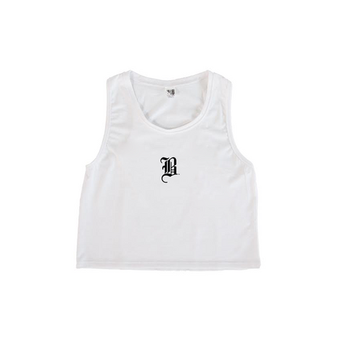 Ladies OG B Crop Tank White - THE LABEL LTD