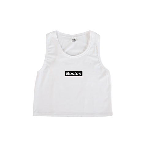 Ladies Boston Crop Tank White - THE LABEL LTD
