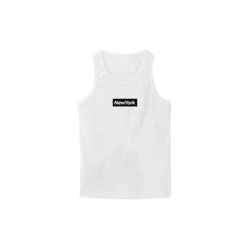 New York Box Logo White Tank - THE LABEL LTD