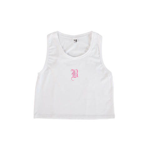 Ladies OG B Crop Tank White - THE LABEL LTD