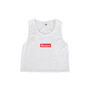 Ladies Boston Crop Tank White - THE LABEL LTD