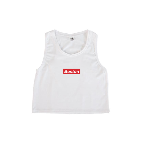 Ladies Boston Crop Tank White - THE LABEL LTD