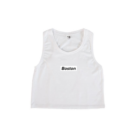Ladies Boston Crop Tank White - THE LABEL LTD