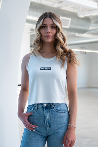 Ladies Boston Crop Tank Black - THE LABEL LTD