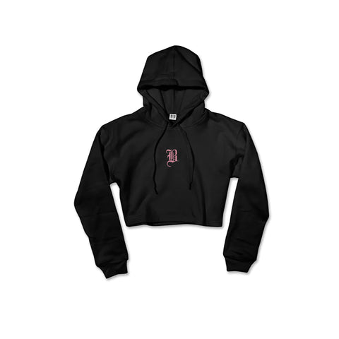 Ladies Black Boston Crop Hoodie Pink - THE LABEL LTD